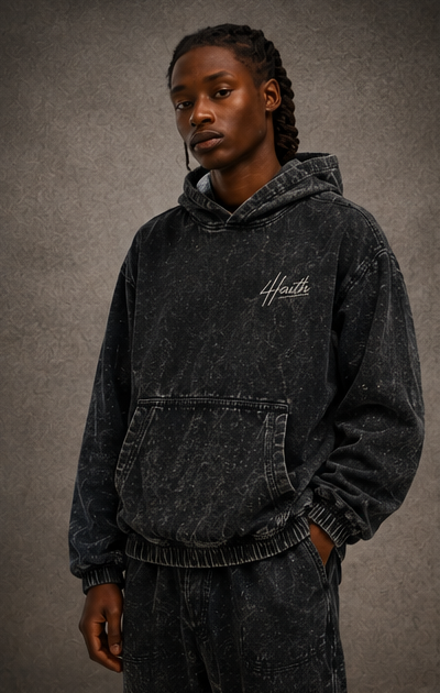 Faith Over Everything Hoodie — Black Wash